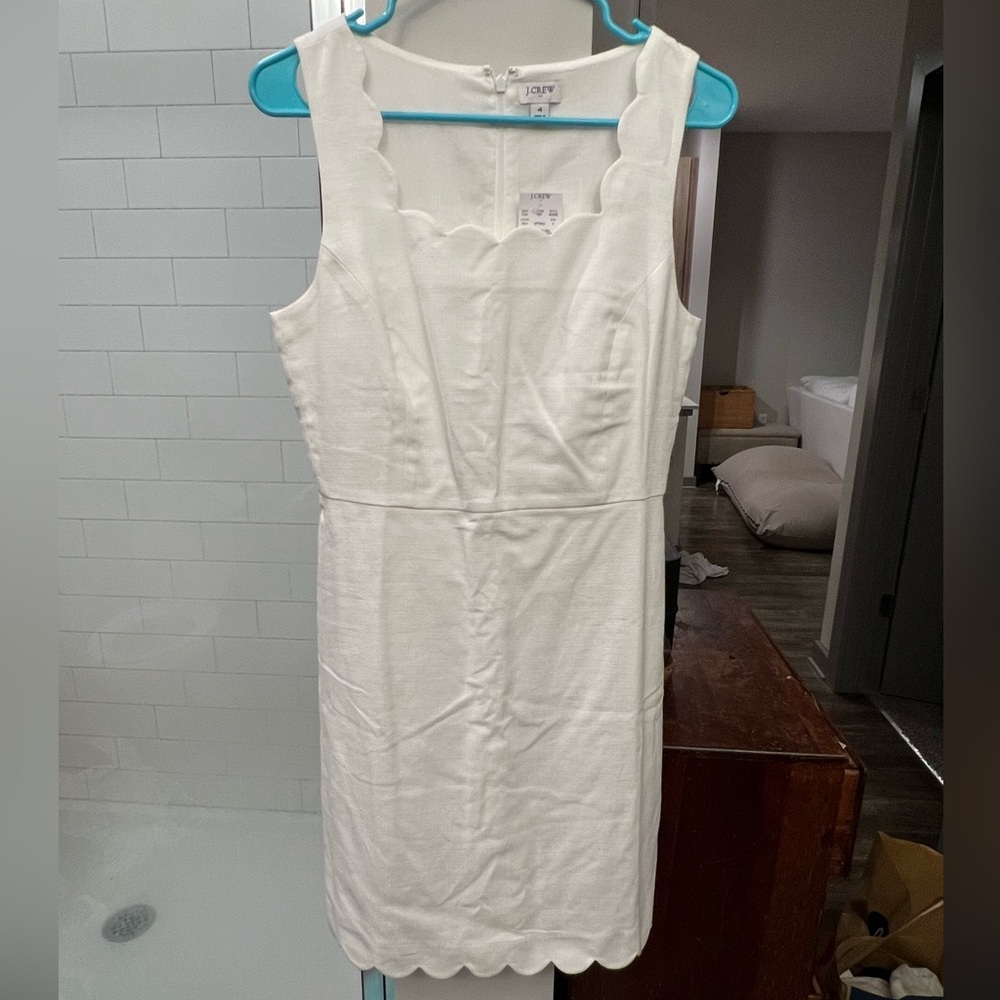 White scalloped J.Crew dress